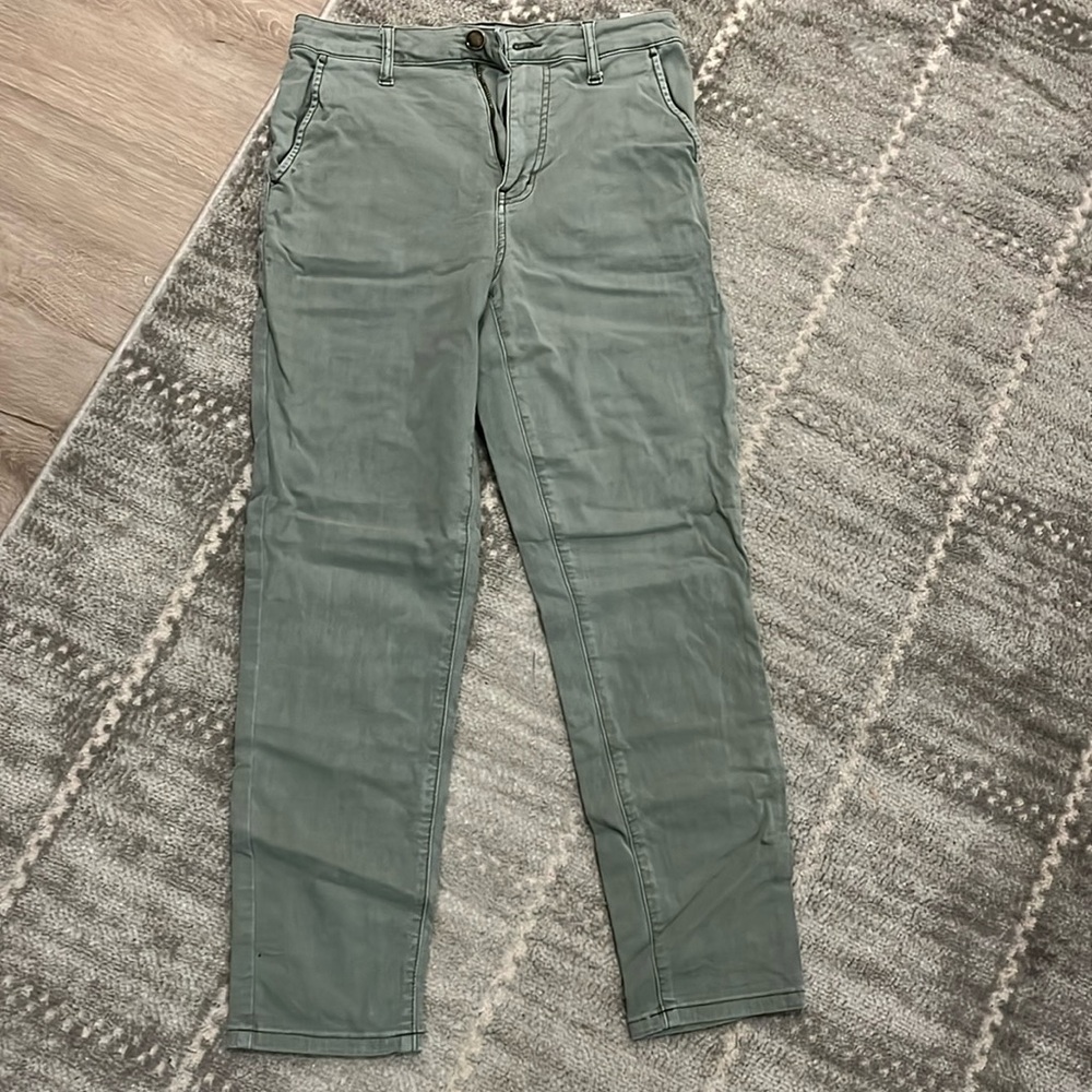 Cosmic blue love light olive green skinny pants size 27